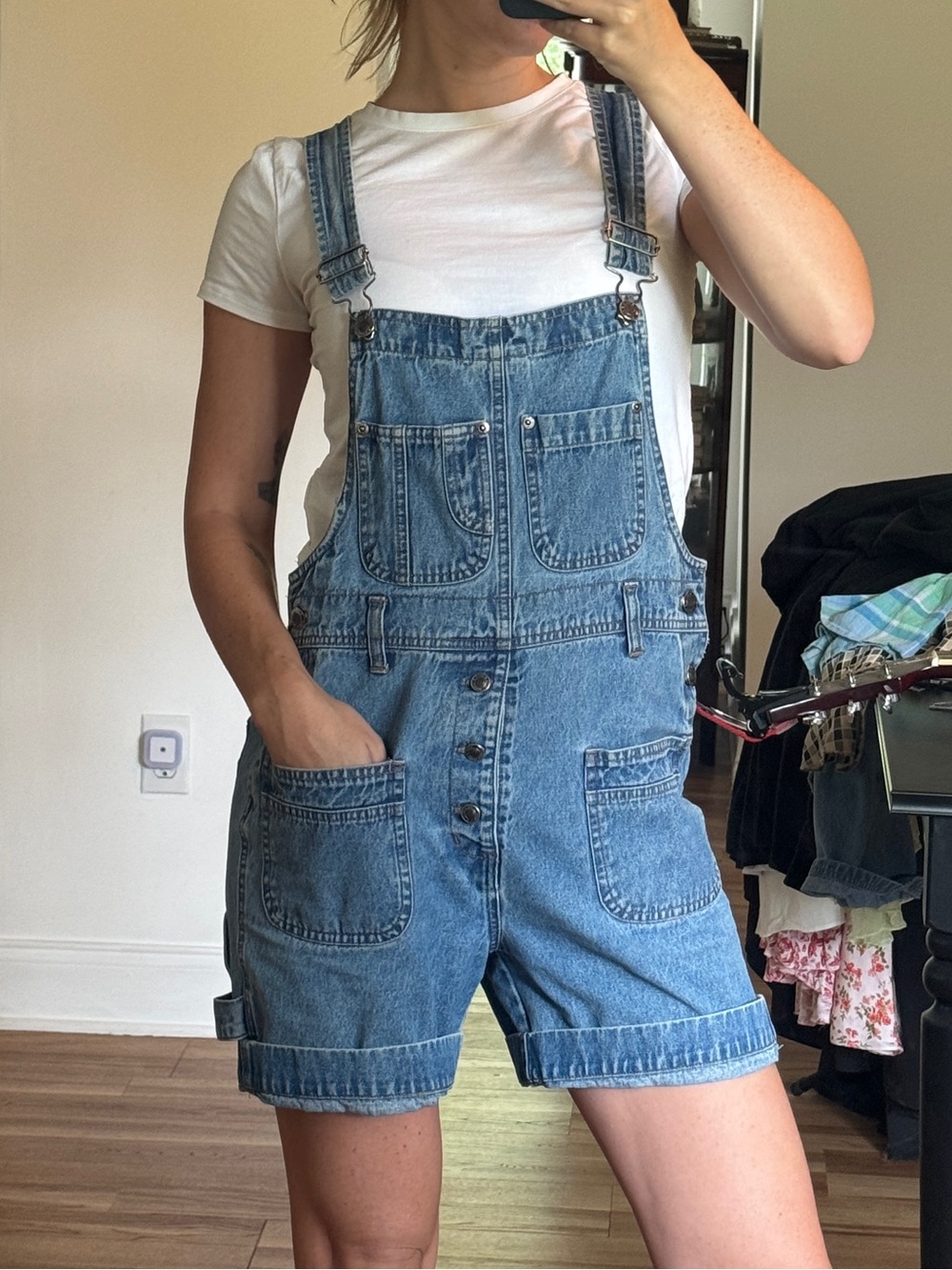 Vintage 90s y2k Denim Short Overalls - Blue Women Jeans Overalls 100% Cotton